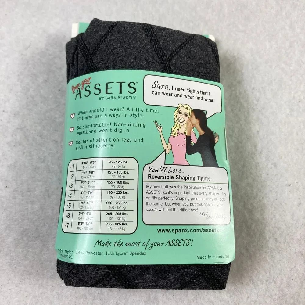 SPANX Assets Sara Blakely‎ Reversible Shaping Tights Women's 5 Flipside Diamond